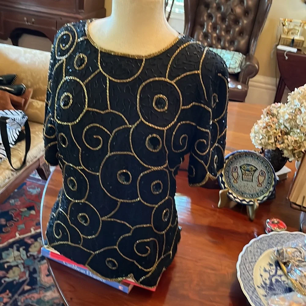 Vintage 80s 90s Stenay Beaded Top - Picture 3 of 11